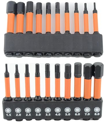 Juego de 10 brocas Allen, puntas hexagonales, juego de destornilladores de impacto magnéticos para destornilladores manuales eléctricos, llave de trinquete, destornillador de impacto y atornillado