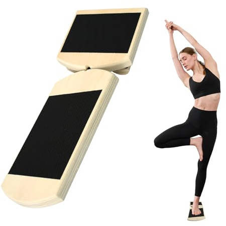 Balance Board Solid Wood Non-Slip Wobble Board Foot Strengthening Training Stretch Ankles Calf Stretcher Improve Core Strength