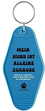 Generisch Schlüsselanhänger „Mein Hund ist alleine zuhause“ Blau – inkl. Notfallkarte