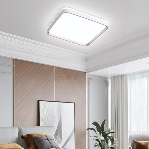 Warmiehomy 96W Flush Mount Ceiling Light,50cm Living Room Ceiling Lights Acrylic,Daylight 6500K Square Modern LED Ceiling Lamp for Bedroom,Office,Bathroom,Dining Room(White)
