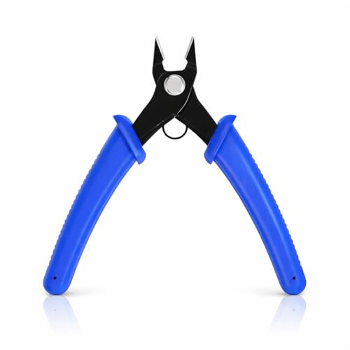 Premium Side Wire Cutter, Precision Flush Cutters, Small Cable Snips，5 inch Electrician Tools Wire Snips for Electronics DIY Jewelry Craft Model Making with Ergonomic Non-Slip Handle Blue