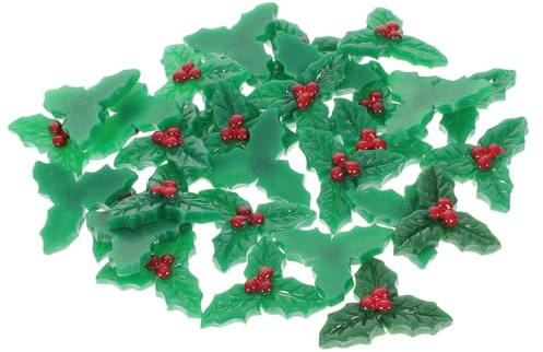 GALPADA 30pezzi Bacche di Agrifoglio Ornamenti Natalizi in Resina Accessori Fai da Te per Artigianato di Natale Decorazioni per Albero di Natale e Ghirlande
