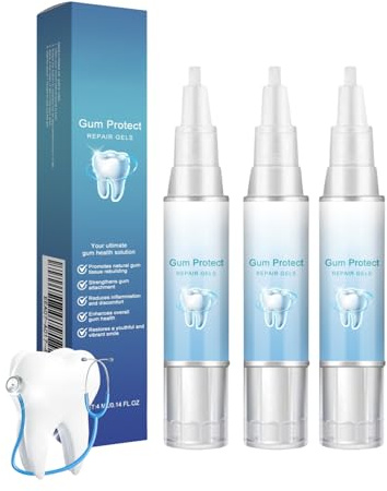 3Pcs Gum Protect Repair Gels,Teeth Repair Gel,Bleaching Zähne Gel,Teeth Whitening Pen,Tiefenreinigung Des Zahnfleischs,Bekämpft Zahnfleischrückgang mit Peppermint-Ext.Weiße Zähne&gesundes Zahnfleisch