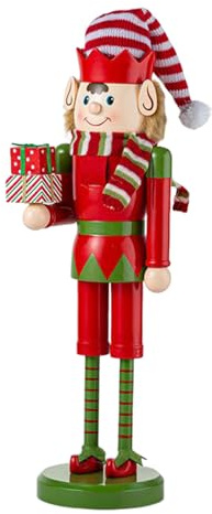 Figurine de Casse-Noisette de Noël - 37 cm - Grand objet de collection en bois - Statue de Noël décorative - Accent vintage - Idéal pour table de salle à manger, cuisine, salle de jeux, vacances