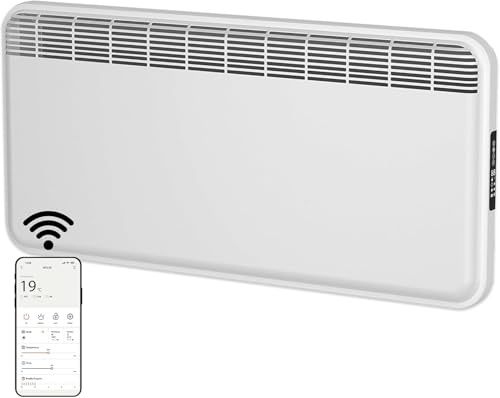 MYLEK WiFi Electric Panel Heater Radiator 2KW – Smart Wall Mounted or Freestanding Heater with App Control, Digital Thermostat, 24/7 Or Countdown Timer, Eco Mode, Lot 20 Compliant (2000W)