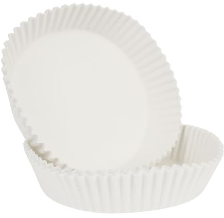 ibasenice 50 Pièces Doublures en Papier Jetables pour Friteuse à Air Chaud, Papier Sulfurisé Blanc, Antiadhésif, Résistant Chaleur, pour Friteuse à Air Chaud et Micro-ondes