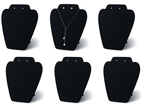 7TH VELVET 6 Pieces Black Velvet Necklace Display, Jewelry Display for Selling and Shows, Necklace Easel Stand, Collapsible Jewelry Bust Stand, Reinforced Bracket (7 3/8 W x 8 2/8 H)
