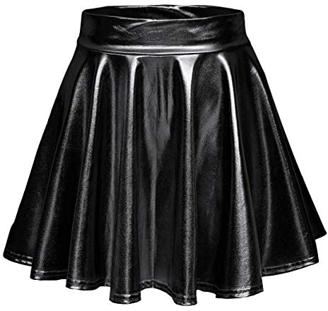 Exchic Dam metallisk veckad kjol, mini-skater kjol