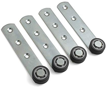 Design61 4x Hebel 135x28x3 mm mit Rolle Ø 30 x 14mm mit weicher Lauffläche Stahl verzinkt