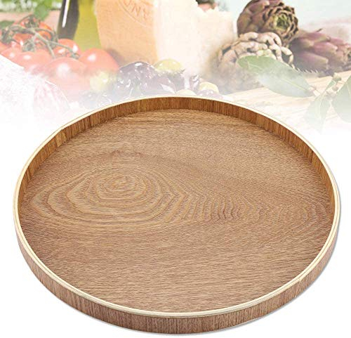 Duokon Plateau de service, Assiette en bois Plateau rond en bambou pour service à thé Dîner Petit déjeuner Fruits Bonbons Nourriture(33cm)