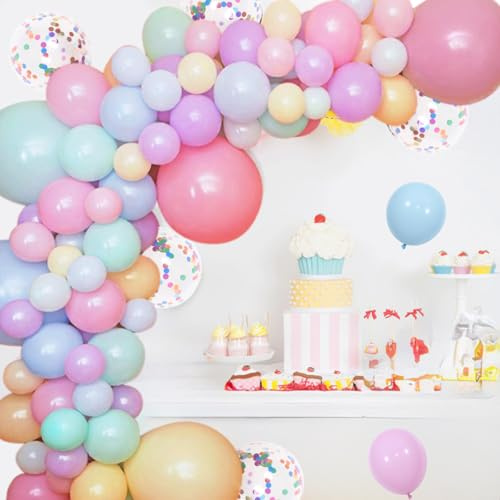 Candy Ballon Girlande und Arch Kit - Candyland Party Dekorationen mit Pastell Macaron Lollipop Ballons für Weihnachten Urlaub Candy Theme Baby Shower Birthday Party Supplies
