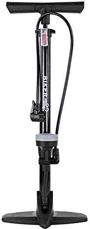 Biker - Pompa Bici Ad Alta Pressione Verticale, Pompa Per Bicicletta Con Impugnatura Ergonomica, Sistema Anti-perdite Alta Pressione, Pompa Bicicletta Con Manometro, Munito Di Accessori (Nero)