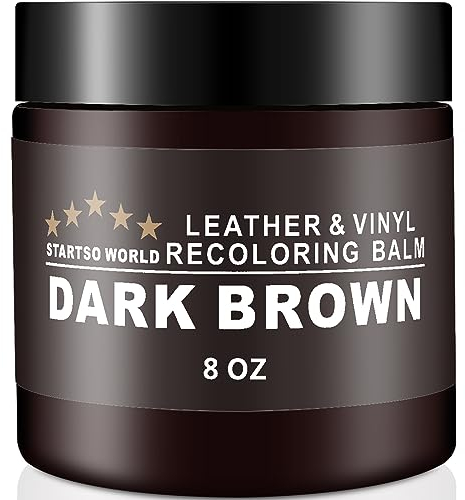STARTSO WORLD Leather Recolouring Balm 200ml | Dark Brown Leather Repair Kit for Furniture, Leather Color Restorer for Couches | Leather Dye | Repair, Restore & Renew Old, Faded Leather