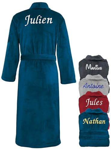 KDO MAGIC Robe de chambre Personnalisée pour Homme Bleu L