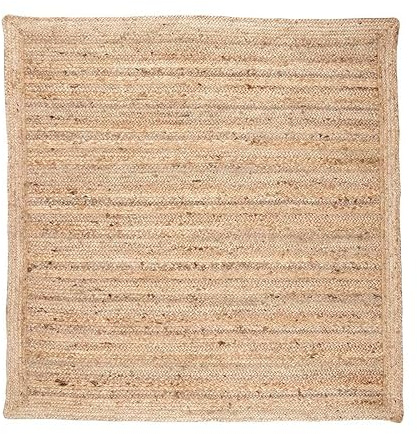 FRAAI | Home & Living Jute Teppich Quadrat - Fair Natur - 150x150 cm | Jute - Flachgewebe - Einfarbig - Boho, Ländlich, Modern - Wohnzimmer, Esszimmer, Schlafzimmer