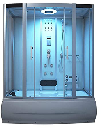 Home Deluxe - Dampfdusche DIAMOND - Weiß, Maße: 170 x 90 x 220 cm - inkl. Radio, Regendusche und komplettem Zubehör I Dampfsauna, Badewanne, Whirlpool, Dusche