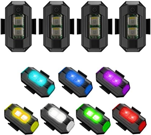 KKPLZZ Lumières stroboscopiques pour avions à LED, mini lumières stroboscopiques pour drones, lumières anti-collision pour drones, lampe de poche polyvalente pour moto RC pour voiture,vélo d'extérieur