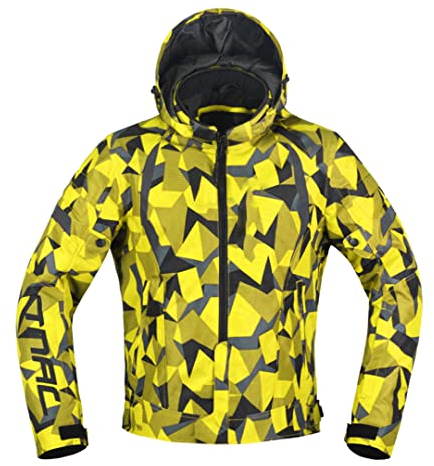 Hcclijo Motorradjacken Motocross Rennjacke Atmungsaktiv Herren Motorrad Reiten Wasserfroof Reflektierende Kleidung TNAC-01-Gelb 3XL