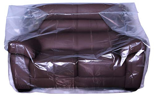 Wowfit Furniture Cover Dust-Proof Moving Bag for Loveseat, Sofa & Boxes – Clear, Odorless Plastic - 4mil-Thick – 68.1W x 42D x 62/41H Inches (Tape Not Included)