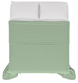 Italian Bed Linen Edredón de Verano de Microfibra, Chic, Verde, Doble