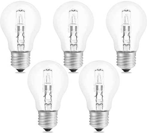 SCNNC Lampadine E27 A55 42W Dimmerabile AC220-240V, 650LM Bianco Caldo 2700k, E27 A55 Lampadina Classic Trasparente, Lampadine Globo E27 per Plafoniere, Lampada a Muro, Confezione da 5