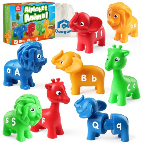 Coogam ABC Animal Alphabet Matching Game, 26PCS Majuscule et Minuscule, Jouets Sportifs Fins, Jouets d'apprentissage pré-Scolaire pour Les Enfants de 2 3 4 Ans