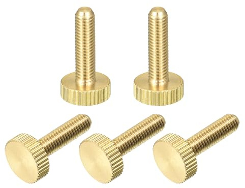 uxcell Knurled Thumb Screws, M5x20mm Flat Brass Bolts Grip Knobs Fasteners for Home, Electronic, Machine 5Pcs