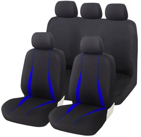 Adunsiaoto 9 Pièces Complet Housses De Siège Voiture, Siège Auto Respirant Antidérapant, Siège Accessoire Interieur Universelle Housses De Sièges pour Plupart des Voitures, Camionnettes(Bleu)