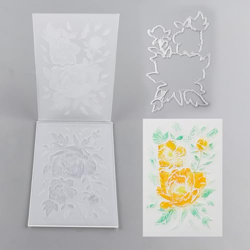 BAOFALI 3D-präglingsmapp och metallform set för korttillverkning, präglingsmall papperskort präglingsstencil för gör-det-själv-scrapbooking fotoalbum kort pappershantverk dekoration 16 cm L x 11,5 cm