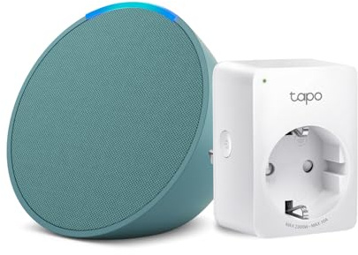 Echo Pop | Verde petrolio + TP-Link Tapo Presa intelligente, compatibile con Alexa - Kit di base per Casa Intelligente