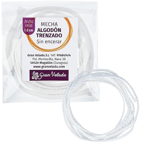 Mecha de algodón sin encerar 1|Ideal para Velas ecológicas y de Masaje I 10 Metros