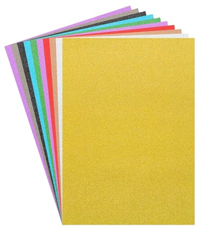 sourcing map Glitter Cardstock,10 Sheets Sparkling Paper Self-Adhesive Glitter Sticker Paper for DIY Projects Arts Craft Christmas Birthday Party Wedding Decor,Mixed Color,80 GSM