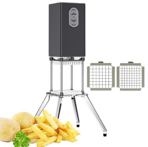 pedenencelia Coupe-Frites Vertical en Acier Inoxydable, avec Quatre Pieds De Support, Lames De 9 Mm, 12,2 Mm, Coupe-Frites Électrique, pour La Maison, La Cantine, Le Magasin De Fruits,Black
