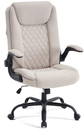 CASTLOVE Ergonomic Office Chair Fabric Desk Chairs for Home Office, Cream