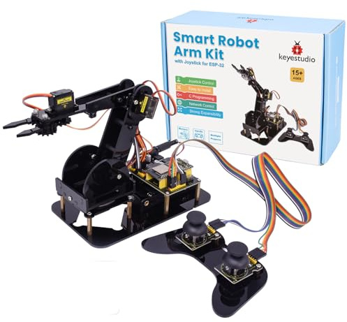 KEYESTUDIO ESP32 Smart Robot Arm Kit für Arduino mit Joystick, Code Programmierroboter Bauset für Bildung, 4DF Roboterarm für Jugendliche und Erwachsene
