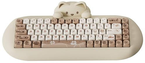 YUNZII C68 Trådlöst mekaniskt tangentbord, 65% speltangentbord, hot swap, trippelläge BT5.0/2.4G/Wired speltangentbord, RGB Backlit NKRO, ergonomiskt tangentbord för Win/Mac (coffee, Cocoa Cream V2)