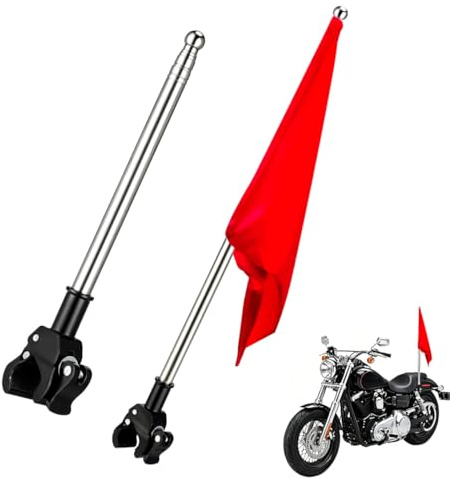 Didiseaon Telescopic Flag Pole for Bike Motorcycle Flag Mount Handlebar Bracket Retractable Bike Flagpole Portable Pole Mount for Motorbike and Bicycle 2 Pack