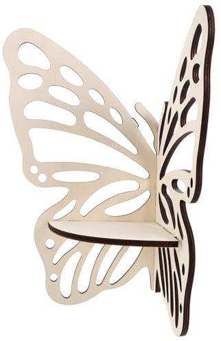 MUCKLILY Mensola Decorativo a Farfalla per Soggiorno Angolare in Legno Marrone Scaffale da Parete e Funzionale per Organizzare Libri e Oggetti D'arredo negli Angoli