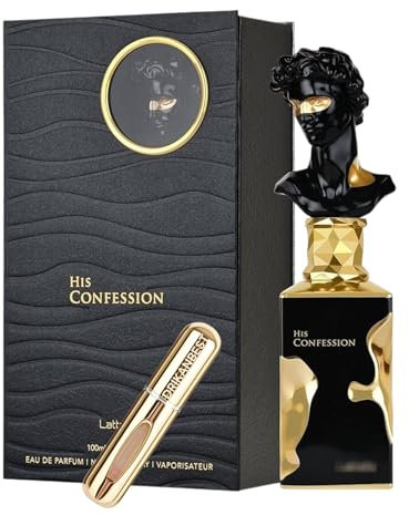 Perfume His Confession Eau de Parfum 100ml Original | Perfume Masculino con Notas de Cuero, Vainilla y Sándalo + Regalo Atomizador Recargable 5ml Drikanbest