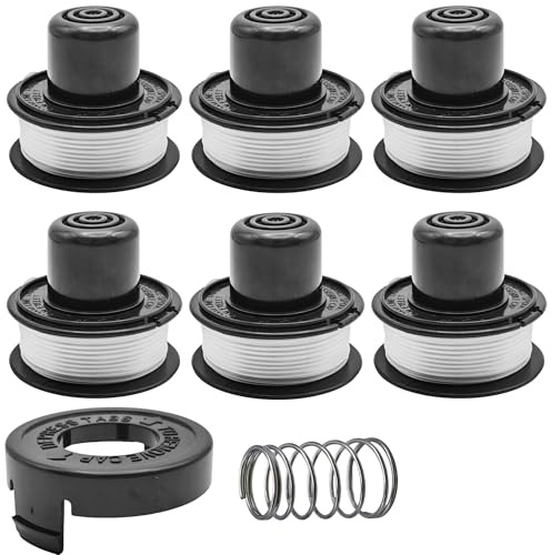 SopimusZ String Trimmer Spool Line&Cover and Spring Compatible with Black & Decker 82300, 82310, 82312, CST800, GE600, GE800, GL250, GL360, ST4500, ST6500, ST6800, ST7600 (Spool *6+Cap*1+Spring*1)