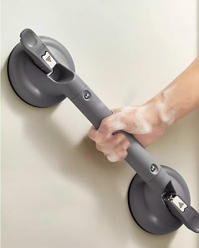 TianfuSpanda Heavy Duty Grab Bars for Bathtubs and Showers, 300-pound Weight Capacity, 17in Suction Shower Grab Bars for Seniors, No Drilling Waterproof(Gray)
