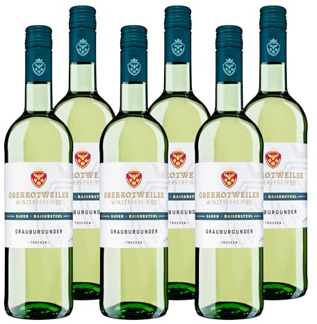 Oberrotweiler Grauburgunder trocken – GOLD 2024 Berliner Wein Trophy - Weißwein trocken QbA fruchtig mit Aromen von Pfirsich, Apfel & Zitrus – Anbaugebiet Baden (6 x 0,75 l)