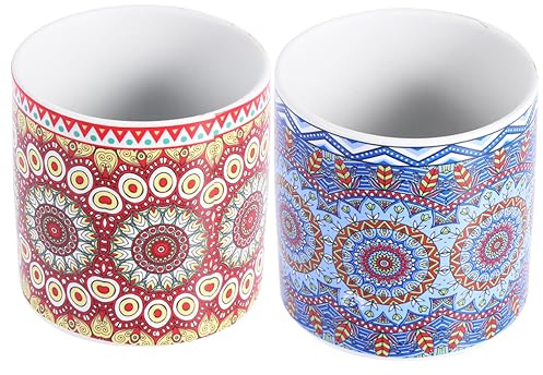TOYANDONA Maceta de Mandala de Cerámica 4piezas para Suculentas, Jardineras Creativas para Embellecimiento del Hogar u Oficina