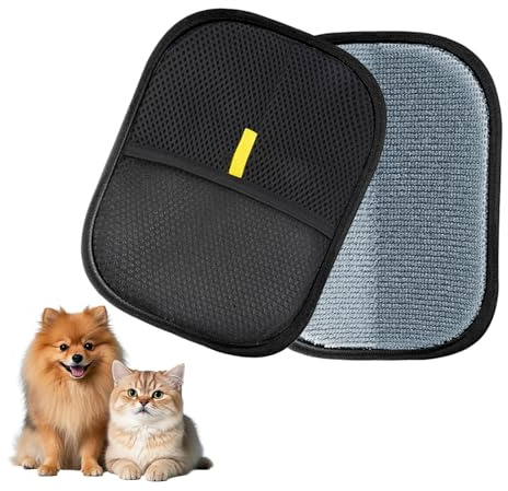 Momowin 2 pcs Gants Antistatiques pour Poils d'animaux, Gant de Toilettage Double Face, Gant Poils Animaux pour Le Brossage des Poils des Chats et des Chiens