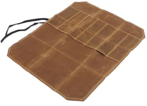 Warmhm Sacoche à Couteaux de Chef Toile Étui de Rangement pour Couteaux Pochette de Transport avec Lanière Cuir