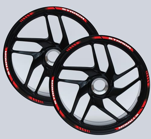 Strisce Adesive Cerchi Moto 17 Pollici – Set 2 Ruote – Design Racing Nero, Rosso e Bianco – Resistenti a Sole e Pioggia – Adesivi Lucidi Ruote Moto D0141
