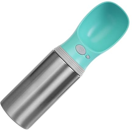 Hundetrinkflasche - 400ml Fassungsvermögen Outdoor Gassi & Reise Hunde Wasserflasche - Auslaufsicherer Edelstahl Spender für Unterwegs Auto Camping