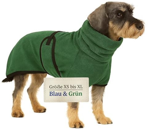 Canisphere Hundebademantel (Größe M, mittelgroße Hunde, grün) - Saugstarker Bademantel Hund aus Mikrofaser - Schnelltrocknend & Flauschig - Hunde Bademantel für mittelgroße Hunde