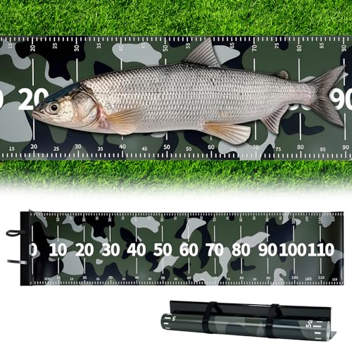 Alaoo Måttband för att mäta fisk, 30 x 120 cm, Rollup Measure Scale Fish Ruler, PVC-material, lätt att bära, lämplig för utomhusfiske