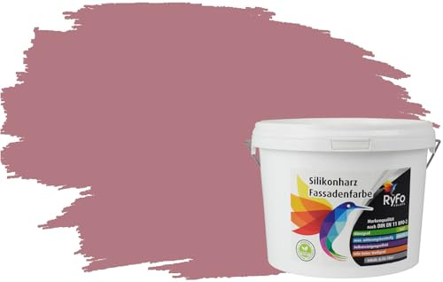 RyFo Colors Silikonharz Fassadenfarbe Lotuseffekt Trend Herbstlila 3l - bunte Fassadenfarbe, weitere Violett Farbtöne und Größen erhältlich, Deckkraft Klasse 1